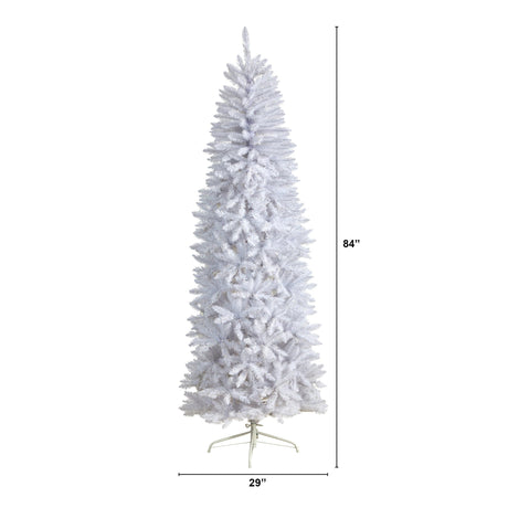 7’ Slim White Artificial Christmas Tree with 995 Bendable Branches-Christmas Tree-Parc Decor