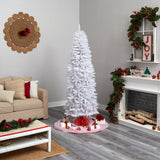 7’ Slim White Artificial Christmas Tree with 995 Bendable Branches-Christmas Tree-Parc Decor