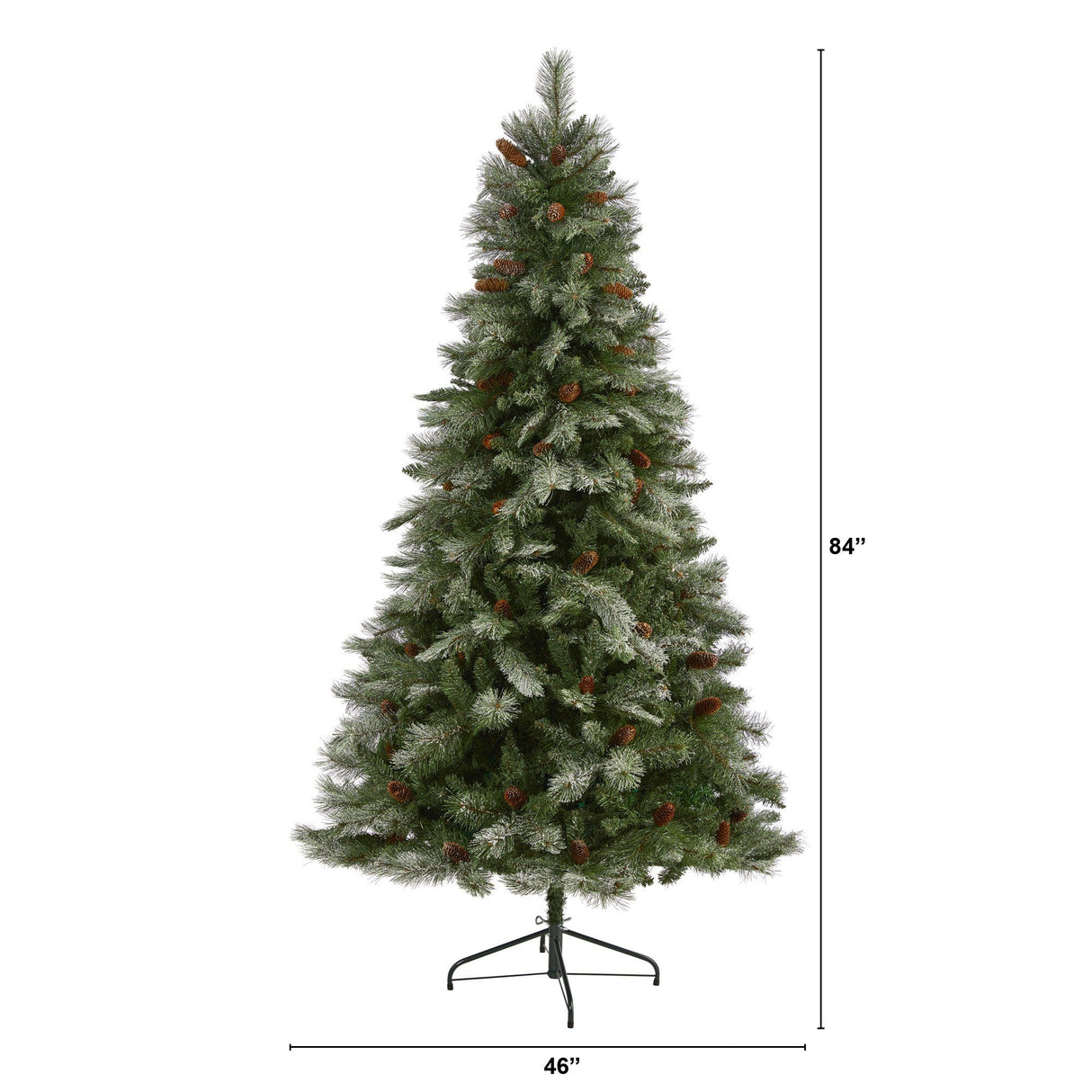 7’ Snowed French Alps Mountain Pine Artificial Christmas Tree with 833 Bendable Branches and Pine Cones-Christmas Tree-Parc Decor