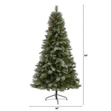 7’ Snowed French Alps Mountain Pine Artificial Christmas Tree with 833 Bendable Branches and Pine Cones-Christmas Tree-Parc Decor
