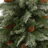 7’ Snowed French Alps Mountain Pine Artificial Christmas Tree with 833 Bendable Branches and Pine Cones-Christmas Tree-Parc Decor