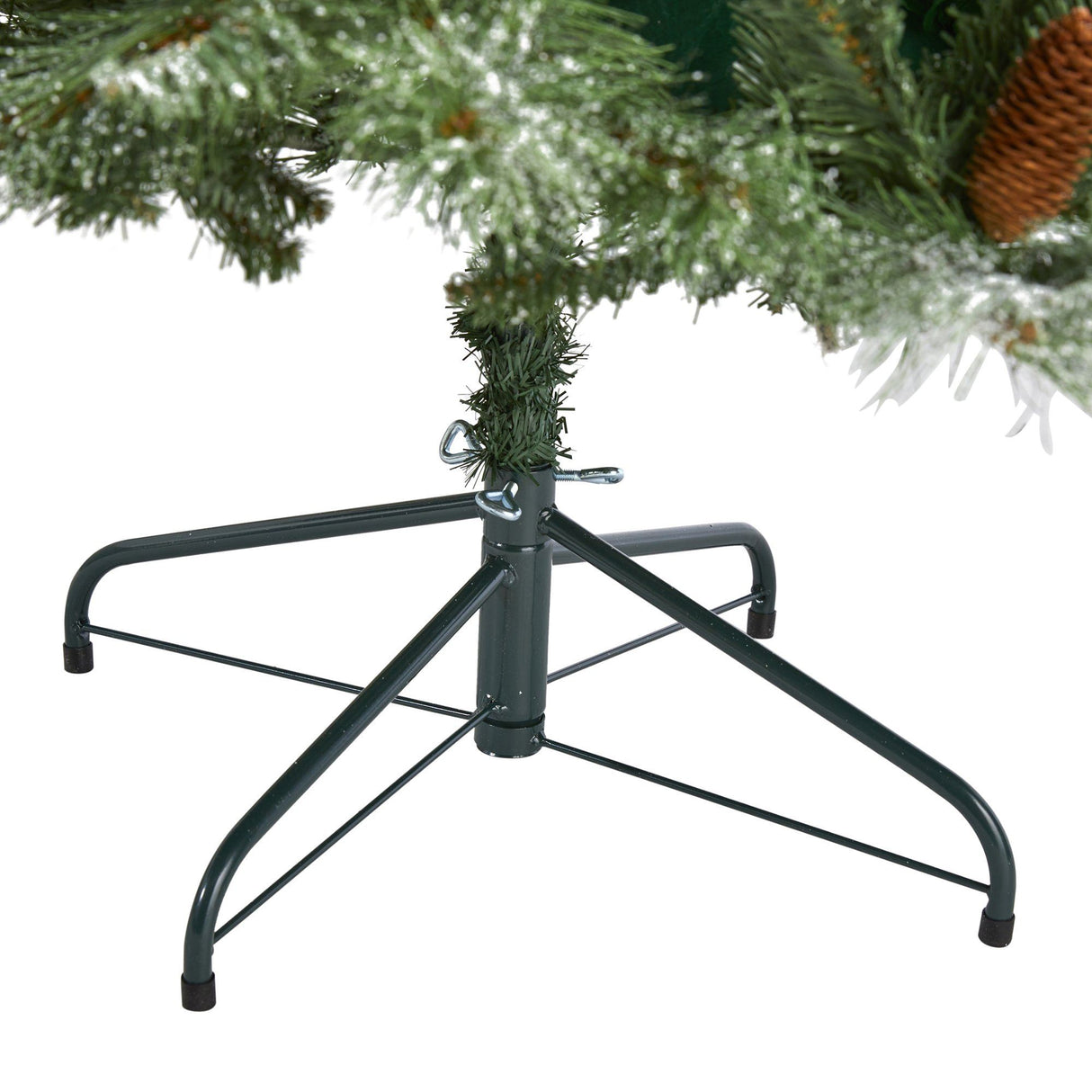 7’ Snowed French Alps Mountain Pine Artificial Christmas Tree with 833 Bendable Branches and Pine Cones-Christmas Tree-Parc Decor