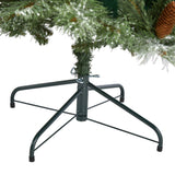 7’ Snowed French Alps Mountain Pine Artificial Christmas Tree with 833 Bendable Branches and Pine Cones-Christmas Tree-Parc Decor