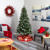 7’ Snowed French Alps Mountain Pine Artificial Christmas Tree with 833 Bendable Branches and Pine Cones-Christmas Tree-Parc Decor