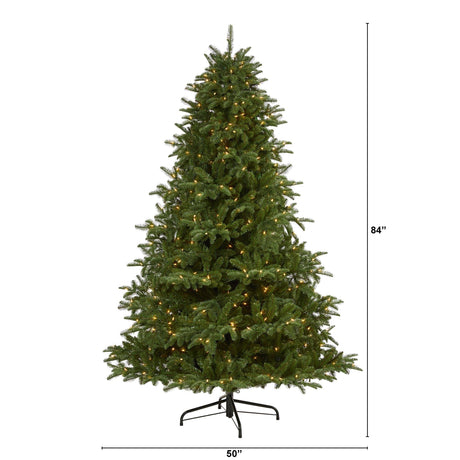 7’ South Carolina Spruce Artificial Christmas Tree with 500 White Warm Lights and 2644 Bendable Branches-Christmas Tree-Parc Decor
