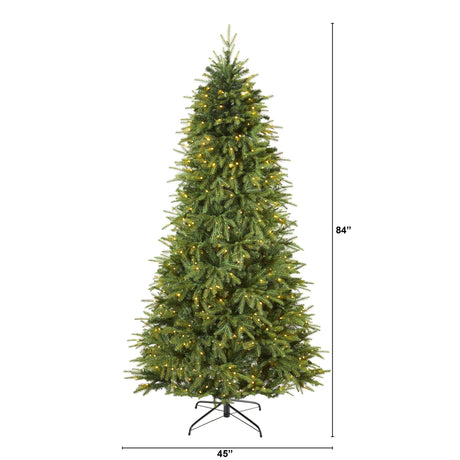 7’ Vancouver Fir “Natural Look” Artificial Christmas Tree with 500 Clear LED Lights and 2542 Bendable Branches-Christmas Tree-Parc Decor
