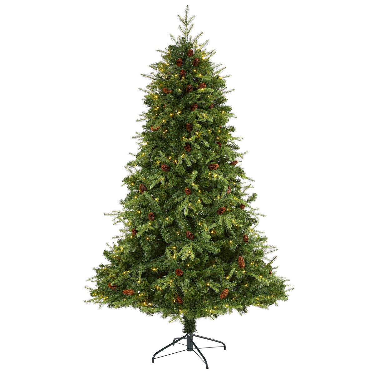 7’ Wellington Spruce “Natural Look” Artificial Christmas Tree with 400 Clear LED Lights and Pine Cones-Christmas Tree-Parc Decor