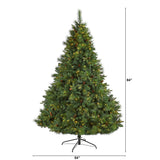 7’ West Virginia Full Bodied Mixed Pine Artificial Christmas Tree with 450 Clear LED Lights and Pine Cones-Christmas Tree-Parc Decor