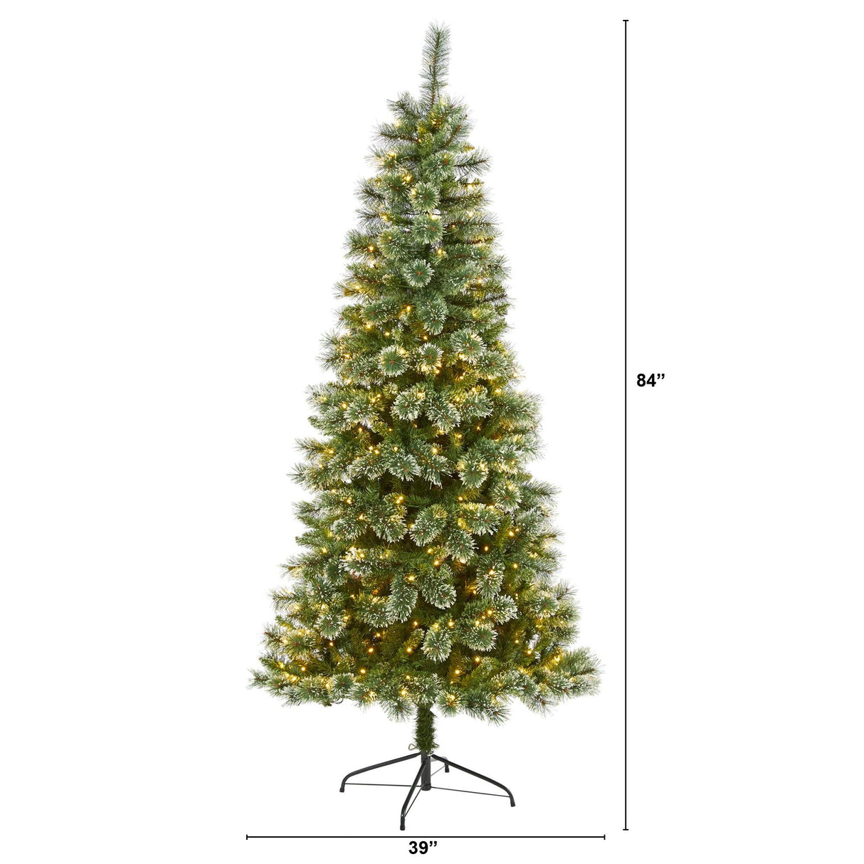 7’ Wisconsin Slim Snow Tip Pine Artificial Christmas Tree with 400 Clear LED Lights-Christmas Tree-Parc Decor