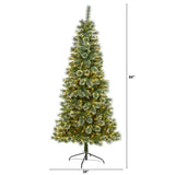 7’ Wisconsin Slim Snow Tip Pine Artificial Christmas Tree with 400 Clear LED Lights-Christmas Tree-Parc Decor