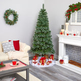 7’ Wisconsin Slim Snow Tip Pine Artificial Christmas Tree with 400 Clear LED Lights-Christmas Tree-Parc Decor