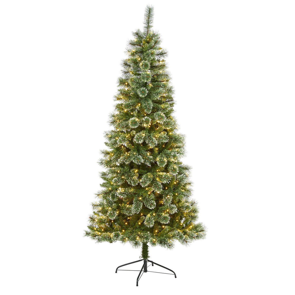 7’ Wisconsin Slim Snow Tip Pine Artificial Christmas Tree with 400 Clear LED Lights-Christmas Tree-Parc Decor