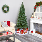 7’ Wisconsin Slim Snow Tip Pine Artificial Christmas Tree with 652 Bendable Branches-Christmas Tree-Parc Decor