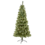 7’ Wisconsin Slim Snow Tip Pine Artificial Christmas Tree with 652 Bendable Branches-Christmas Tree-Parc Decor