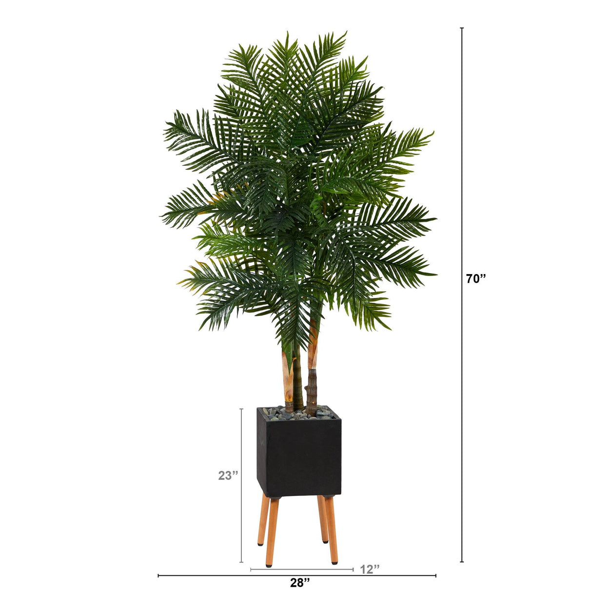 70” Areca Palm Artificial Tree in Black Planter with Stand-Parc Decor