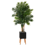 70” Areca Palm Artificial Tree in Black Planter with Stand-Parc Decor
