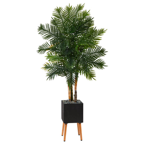 70” Areca Palm Artificial Tree in Black Planter with Stand-Parc Decor