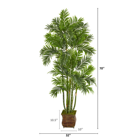 70” Areca Palm Artificial Tree in Metal Planter-Parc Decor