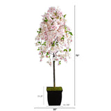 70” Cherry Blossom Artificial Tree in Black Metal Planter-Parc Decor