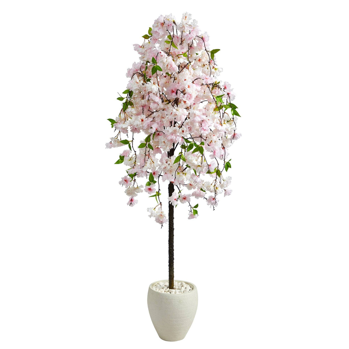 70” Cherry Blossom Artificial Tree in White Planter-Parc Decor