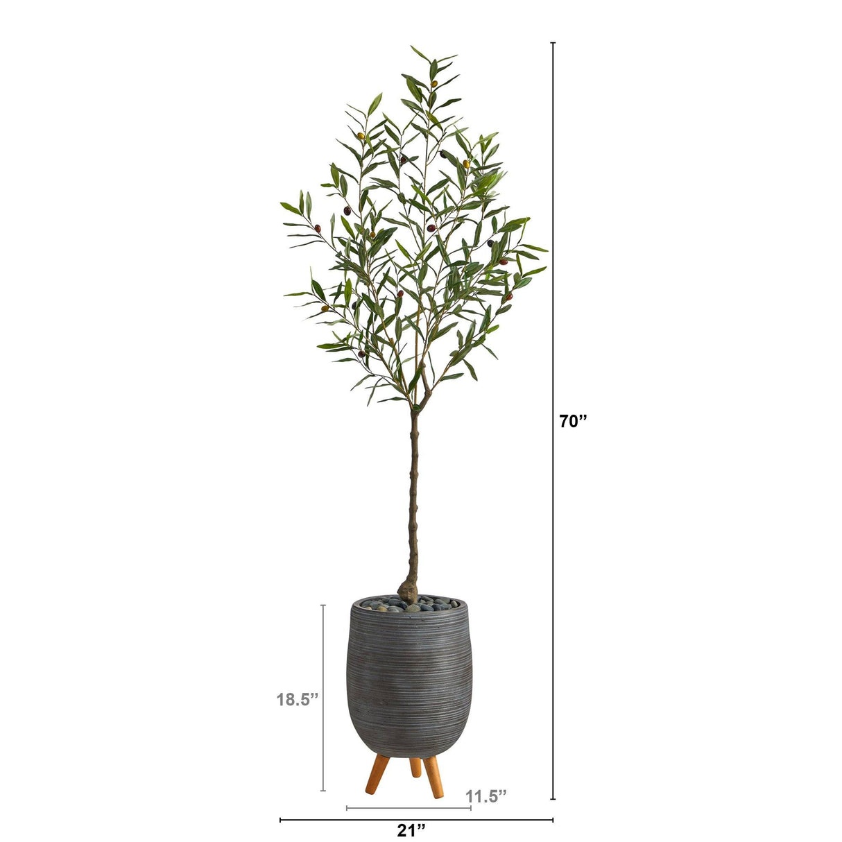 70” Olive Artificial Tree in Gray Planter with Stand-Parc Decor