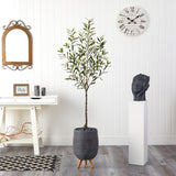 70” Olive Artificial Tree in Gray Planter with Stand-Parc Decor