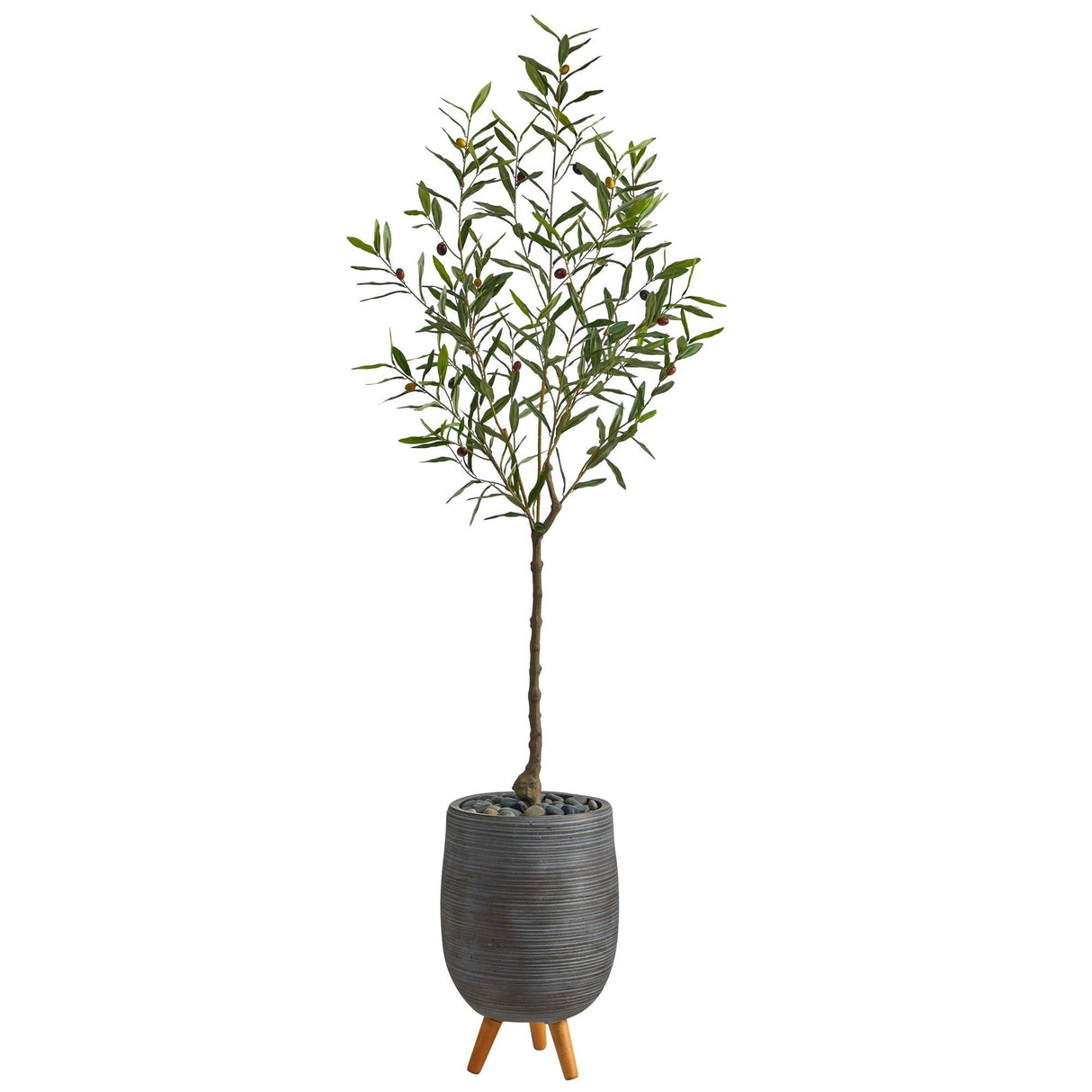70” Olive Artificial Tree in Gray Planter with Stand-Parc Decor
