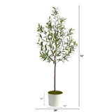 70” Olive Artificial Tree in White Tin Planter-Parc Decor