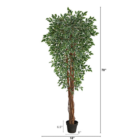 70” Variegated Ficus Artificial Tree UV Resistant (Indoor/Outdoor)-Parc Decor