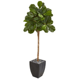 71” Fiddle Leaf Fig Artificial Tree in Black Planter-Parc Decor