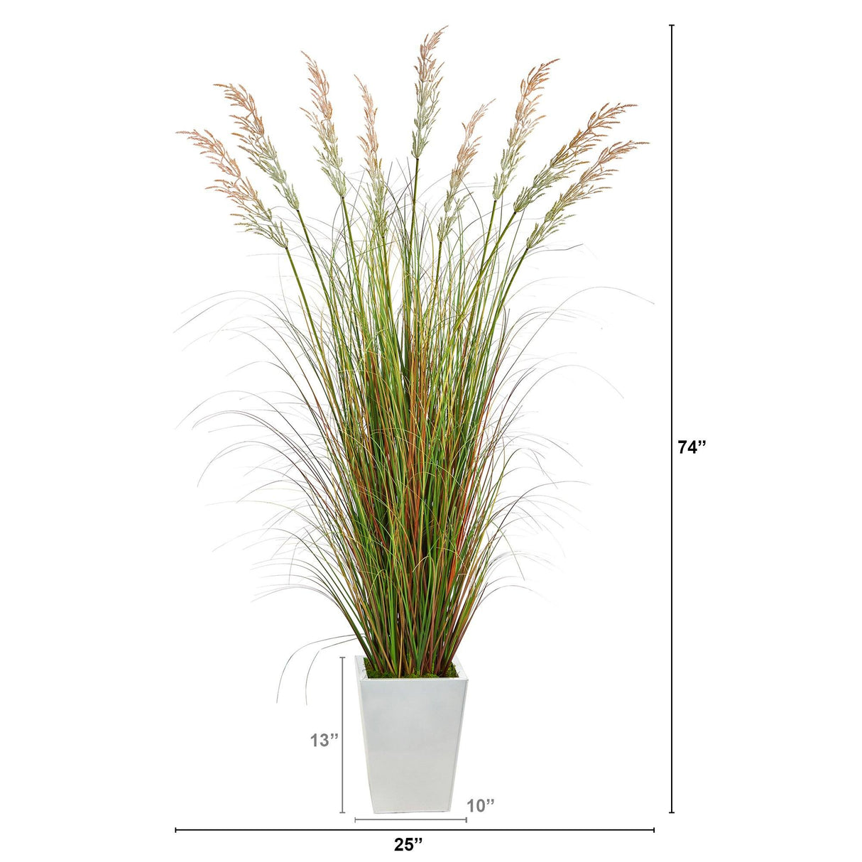 74” Grass Artificial Plant in White Metal Planter-Parc Decor
