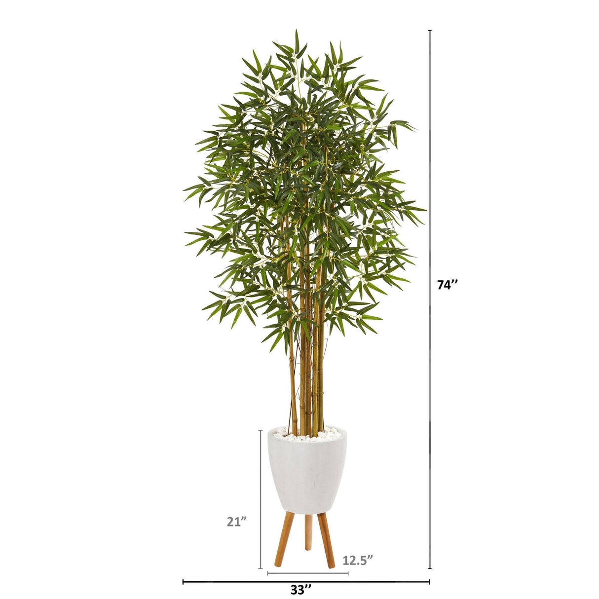 74” Multi Bambusa Bamboo Artificial Tree in White Planter with Stand-Parc Decor