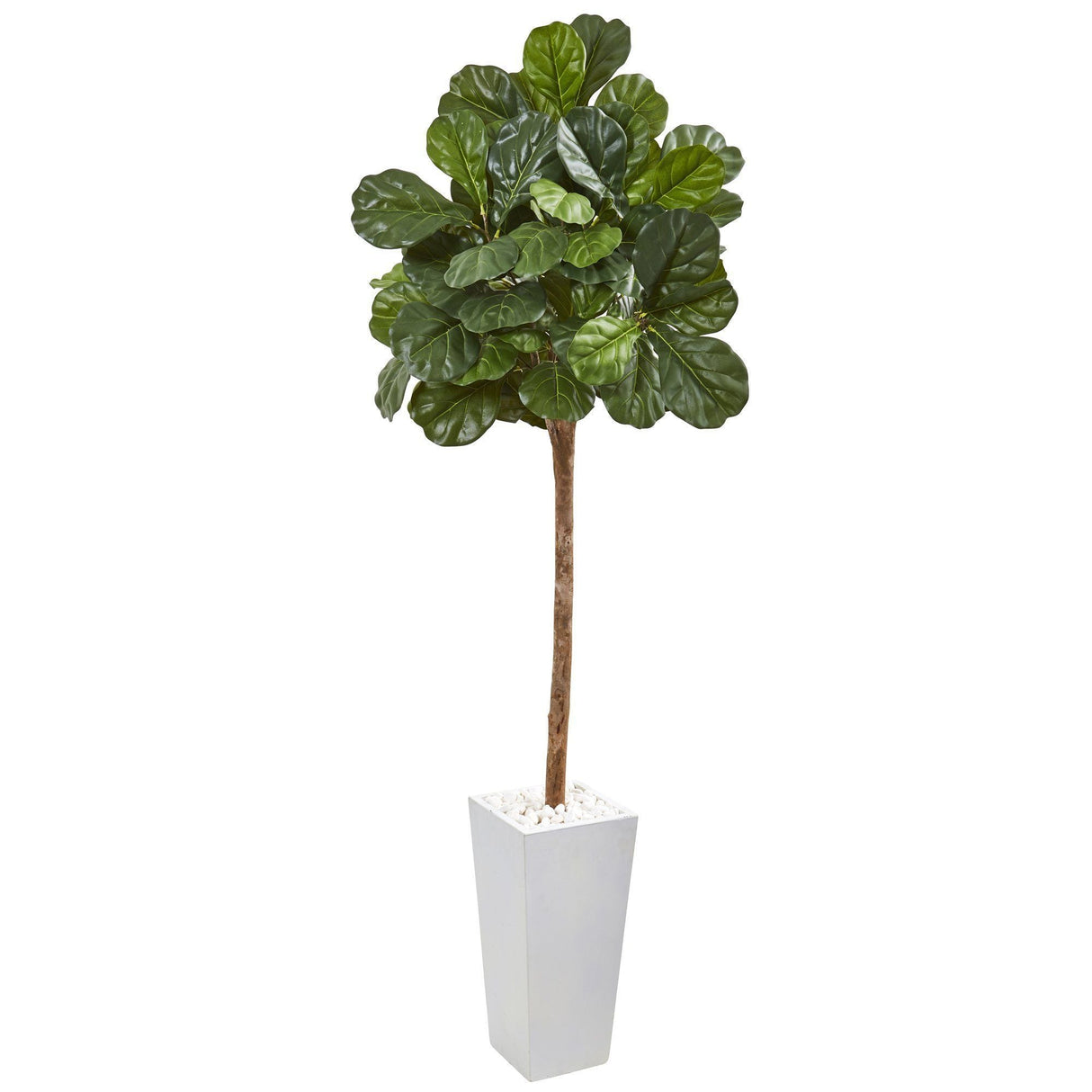 75” Fiddle Leaf Fig Artificial Tree in White Planter-Parc Decor