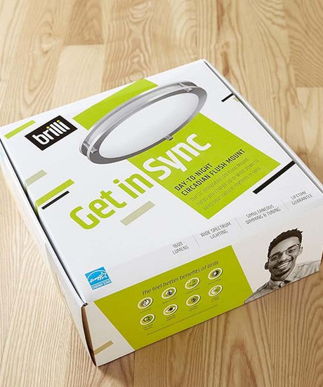 Brilli 13"W 1-Light LED "Get in Sync" Day-to-Night Circadian Flush Mount Light Fixture