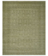 7.10x9.7 Traditional Ivory and Olive Antique Style Hand knotted Wool Area Rug, Kids, Living Room and Bedroom Rug