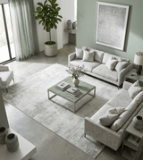 7.11x9.7 Modern Abstract Ivory and Camel Contemporary Wool Area Rug