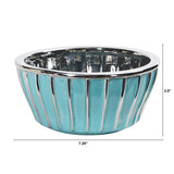 7.25” Teal Vase with Silver Burnishing-Parc Decor