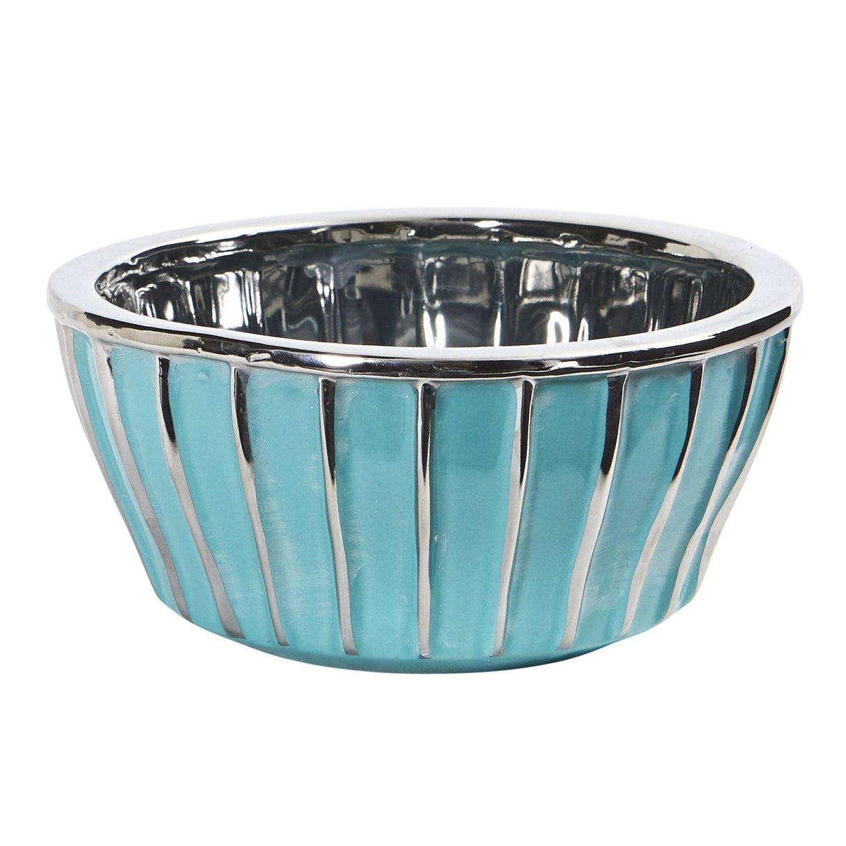 7.25” Teal Vase with Silver Burnishing-Parc Decor