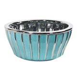 7.25” Teal Vase with Silver Burnishing-Parc Decor