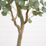 7.5’ Artificial Greco Eucalyptus Tree with Resin Stone Planter-Parc Decor