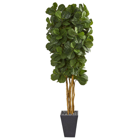 7.5' Fiddle Leaf Artificial Tree in Slate Planter-Parc Decor