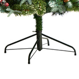 7.5' Snow Tipped Aspen Spruce Pre-Lit Tree with 450 LED lights, Berries and Pinecones-Parc Decor