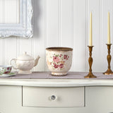 7.5” Tuscan Ceramic Floral Print Planter-Parc Decor