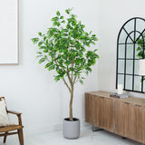 7.5’ Artificial Greco Locust Citrus Tree in Decorative Planter-Tree-Parc Decor