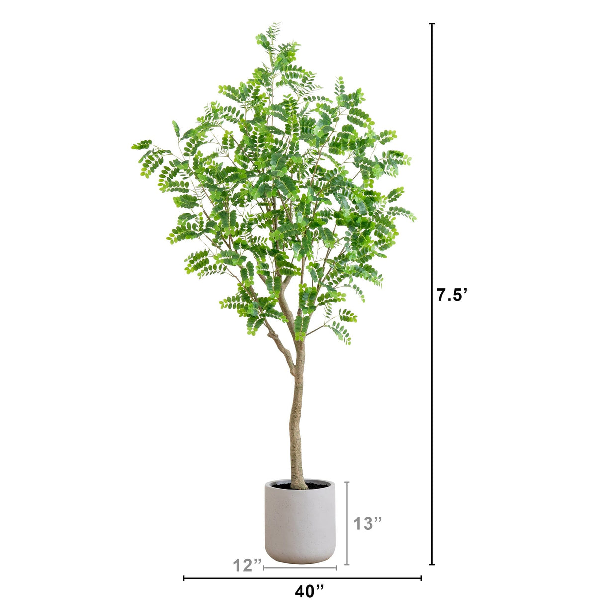 7.5’ Artificial Greco Locust Citrus Tree in Decorative Planter-Tree-Parc Decor