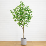 7.5’ Artificial Greco Locust Citrus Tree in Decorative Planter-Tree-Parc Decor