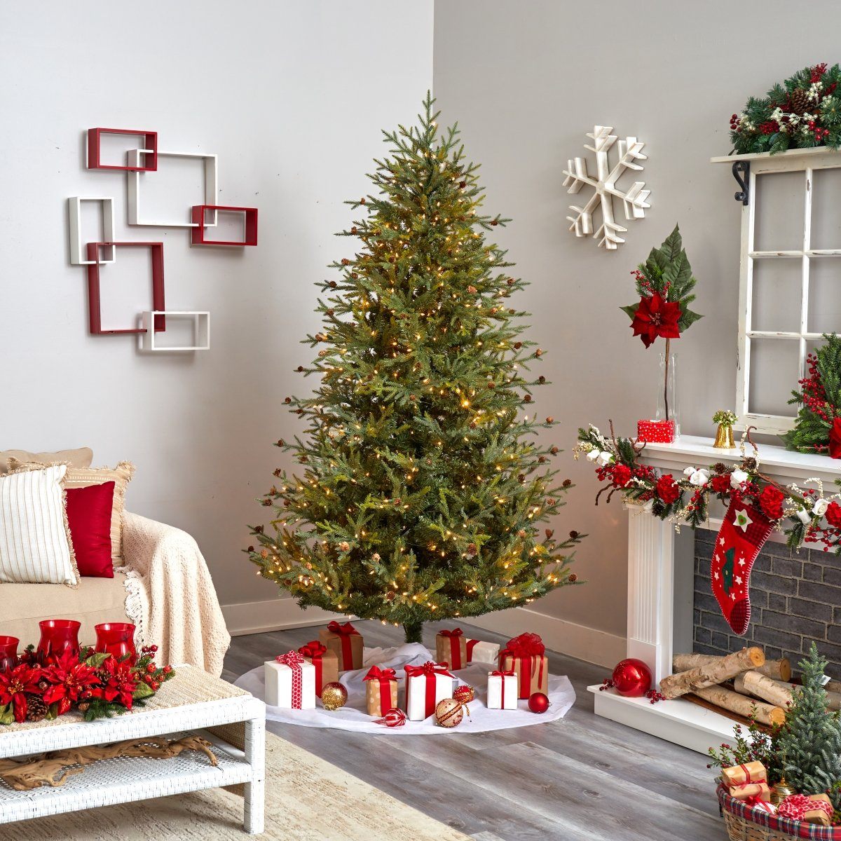 7.5’ Classic Pine & Pine Cone Christmas Tree-Christmas Tree-Parc Decor