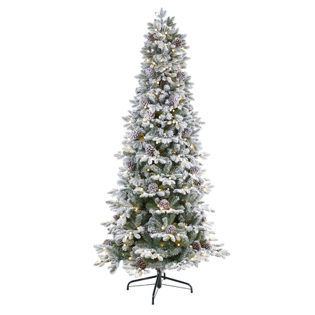 7.5' Flocked Alaskan Pre-Lit Artificial Christmas Tree 350 LED Lights and 2155 Bendable Branches-Christmas Tree-Parc Decor