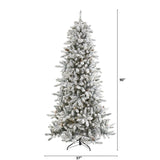 7.5’ Flocked Livingston Fir Artificial Christmas Tree with Pine Cones and 1336 Bendable Branches-Christmas Tree-Parc Decor