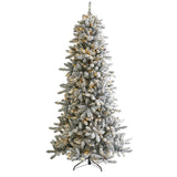 7.5’ Flocked Livingston Fir Artificial Christmas Tree with Pine Cones and 500 Warm LED Lights-Christmas Tree-Parc Decor